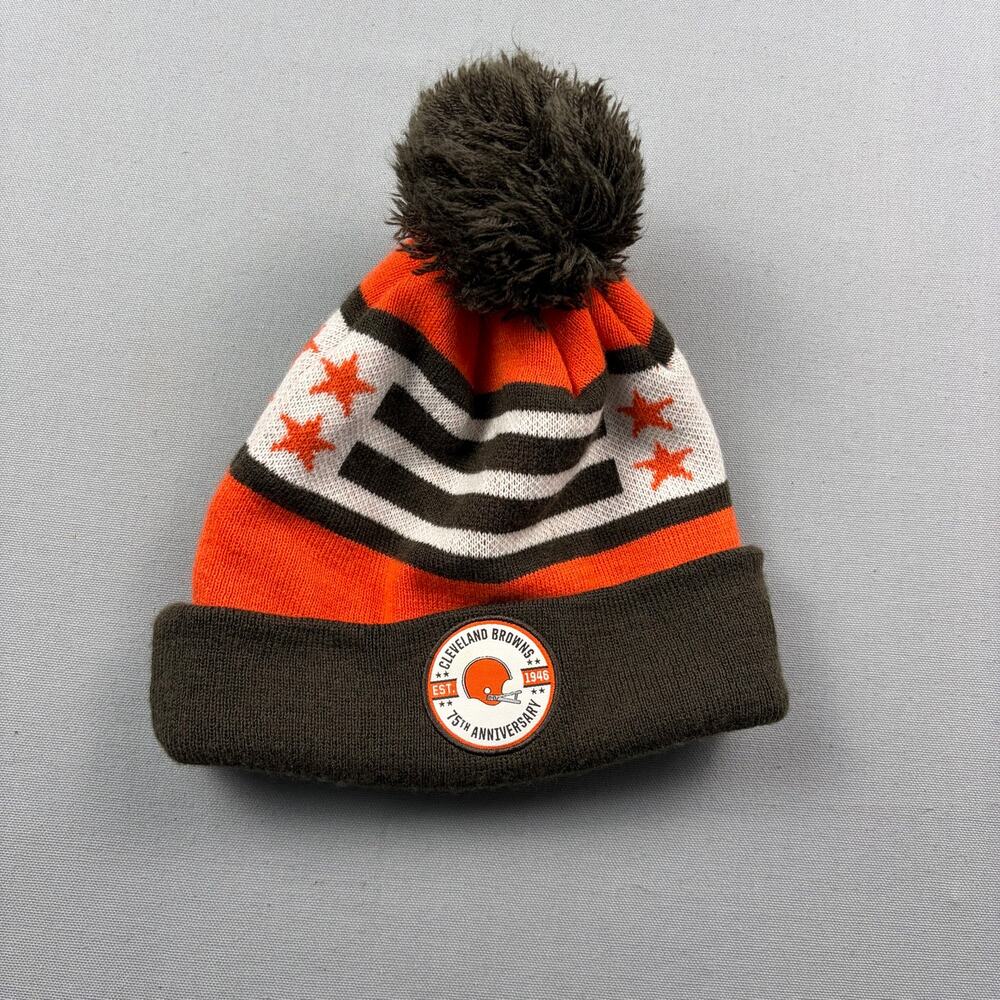 Cleveland Browns Beanie Pom Hat New Era NFL Orange Brown One Size